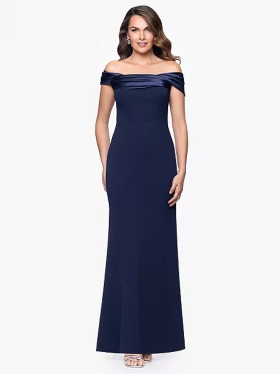 Betsy & Adam Dresses & Skirts - Stunning Off-Shoulder Navy Evening Gown
